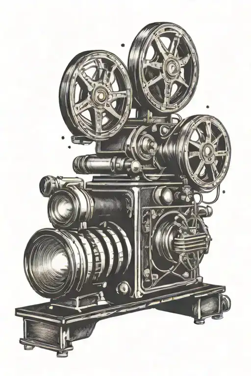 A Retro Film Projector Projecting Images Of Classic Cars On A Starry Background