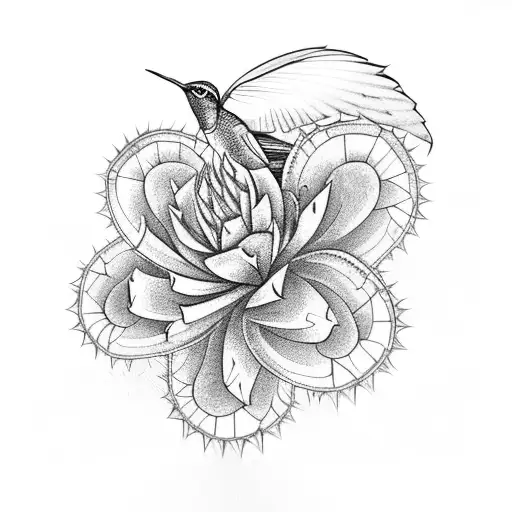 Agave With Two Hummingbirds