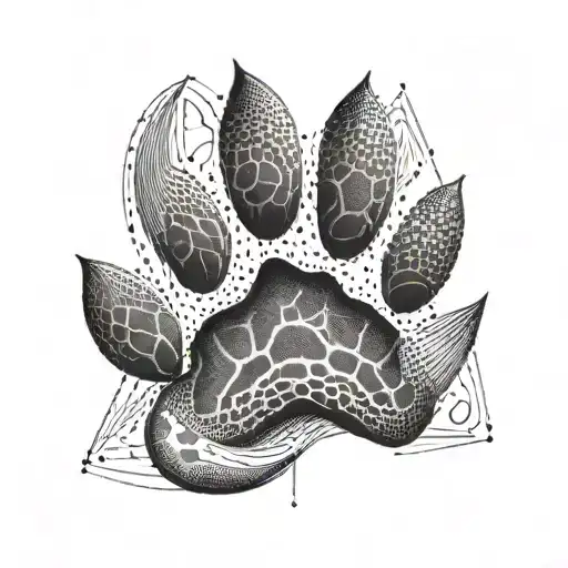 Dog Paw Print Morphing Into A Complex Geometric Shape