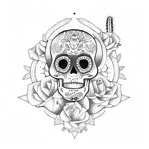 Sugar Skull And Cactus