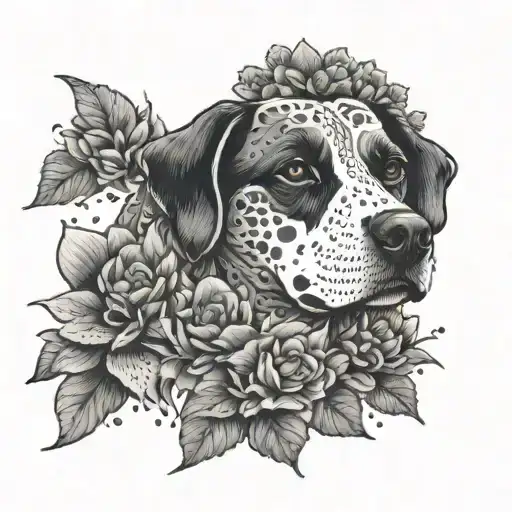 Dog And Flowers