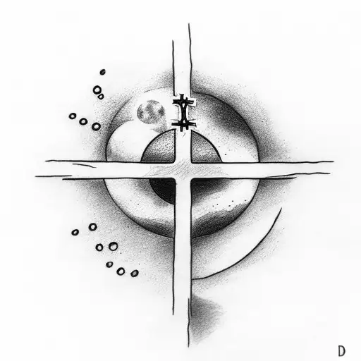 Simple Holy Cross With A Moon And A Star And The Name Ivy