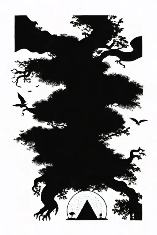 Tree Of Life Intertwined Pyramid With Eye And Dragon