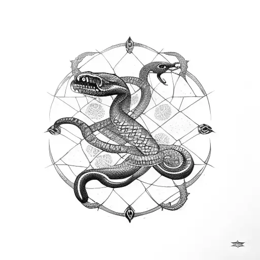 Snake And Sword With Mandala