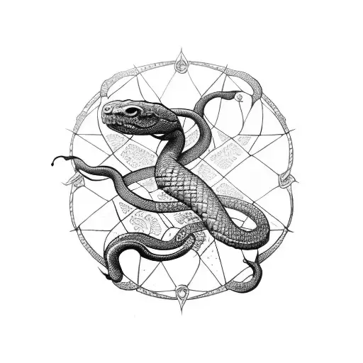 Snake With Sword With Mandala