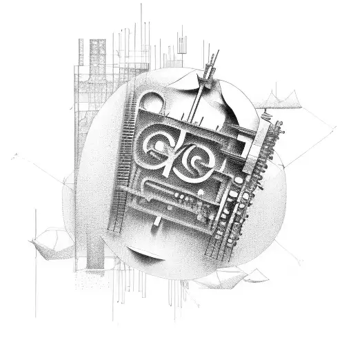 A Builder Constructing A Music Engine With Dotwork Details