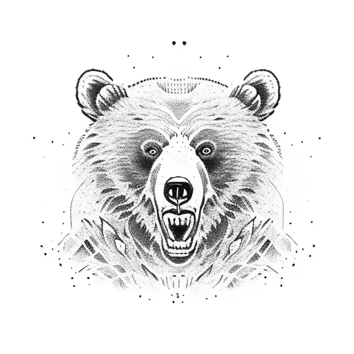 Angry Grizzly Bear Face