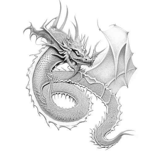 Thin Dragon Black And White