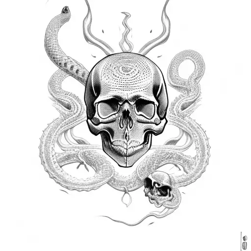 Skull With Snake Comming Of Off It