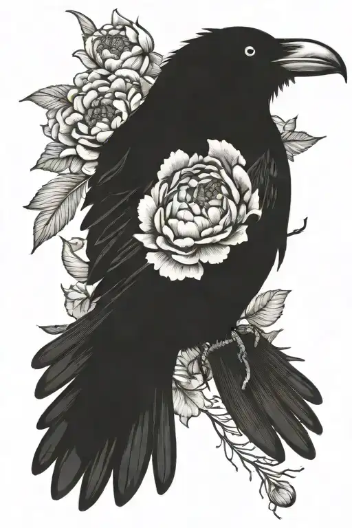 Momento Mori Crow Raven Peony