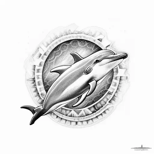 Dolphin Swimming Over Atlantis