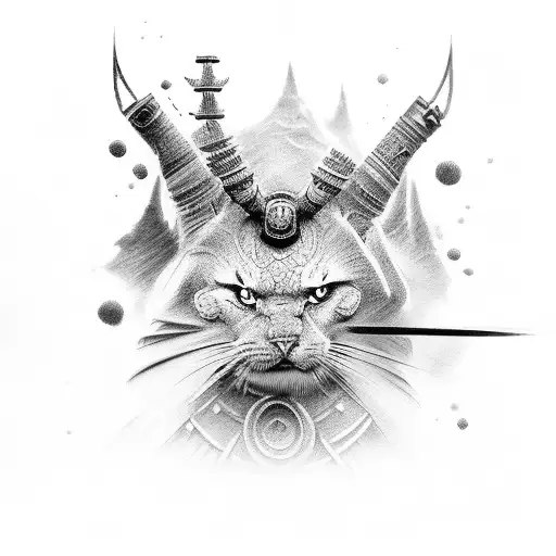 Samuria Looking To The Side Realistic Black And Grey