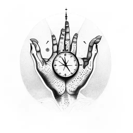 Praying Hands With Clock