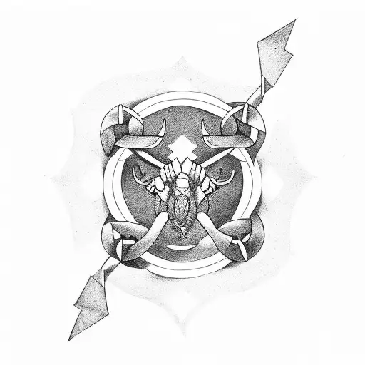 A Minimalist Tattoo Of Scorpio Star Sign Elements Interwined With Capricorn Star Sign Elements