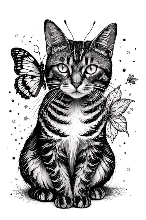 Cat In Wire With Butterfly