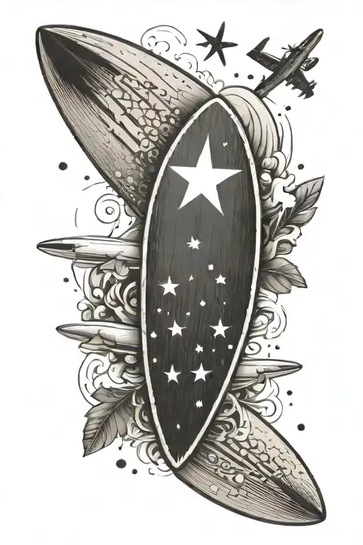 Wood Surf Board With Senegal Flag Bug Wave Crashing With Plane Line Arround