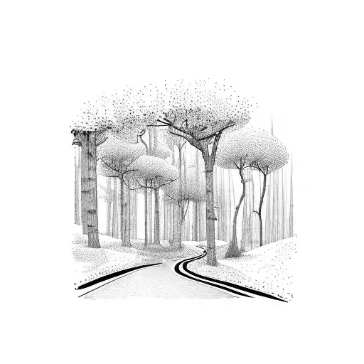 A Winding Road Through A Serene Forest Landscape