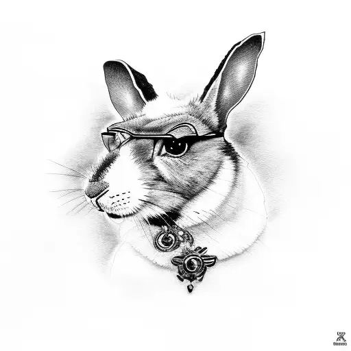 Portrait Of Bad Bunny In Dotwork Style