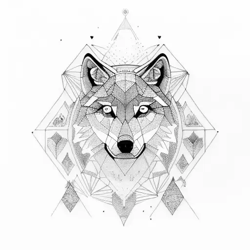 A Geometric Wolf Design Representing The Importance Of Family