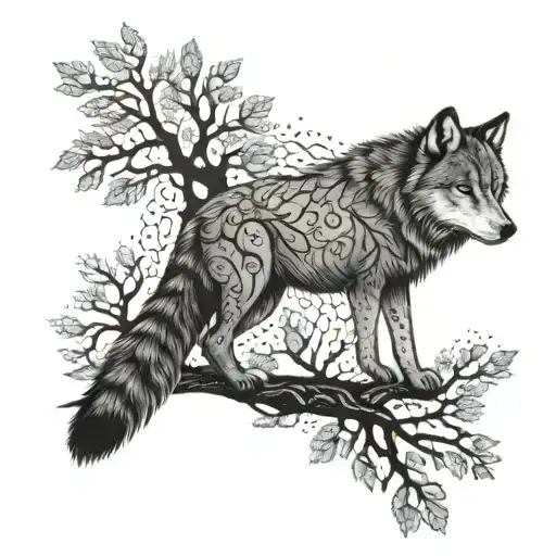 Wolf's Paw With Tree Of Life