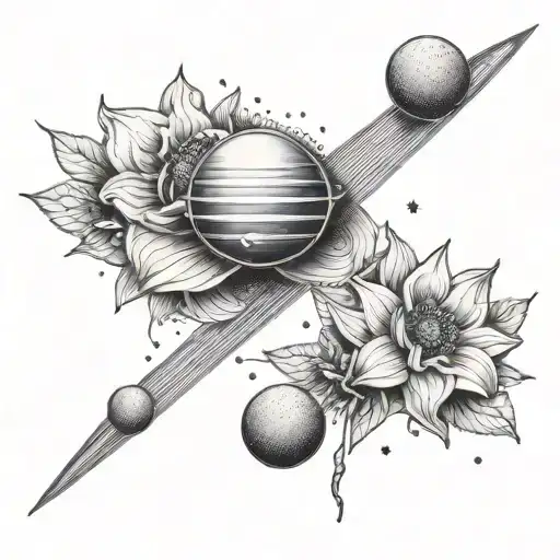 Flower And Planet Saturn