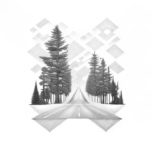 Forest Road Inside A Rhombus