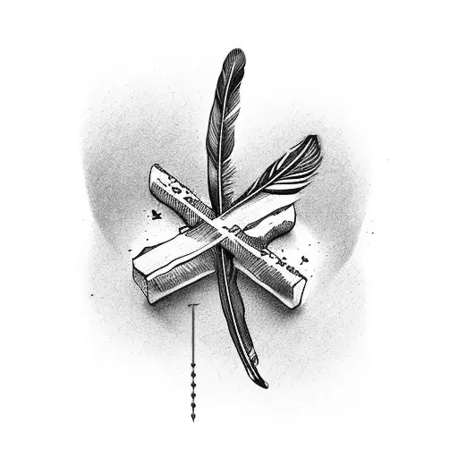 Feather With Cross Tied To It