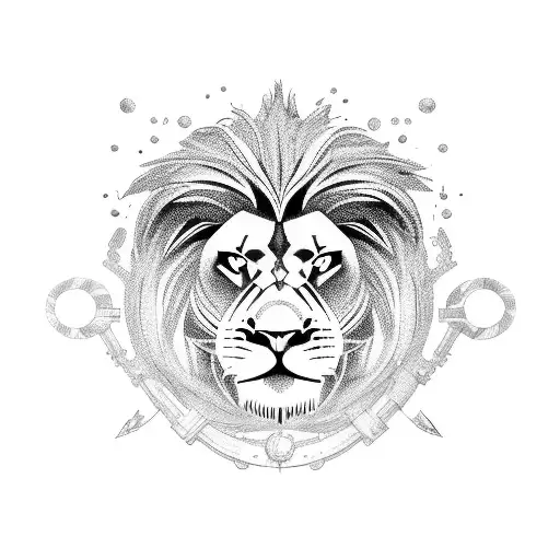 An Engineer Lion Surrounded By Fish Gaming Characters And Musical Symbols