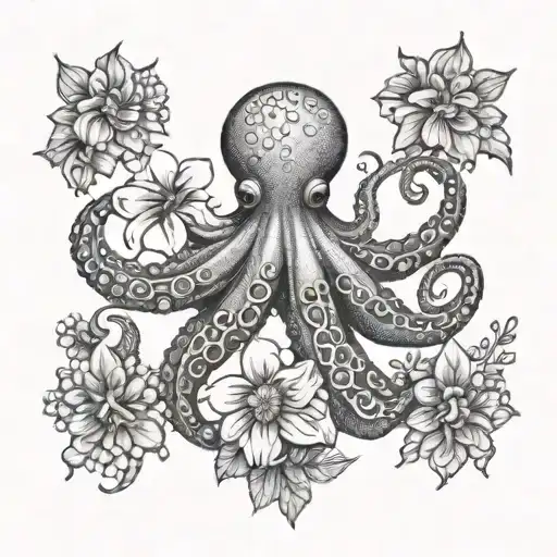 Octopus And Flowers