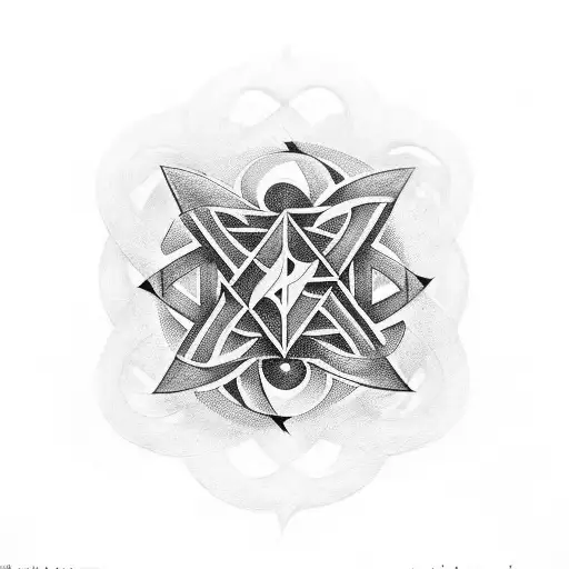 An Abstract Tattoo Combining The Mathematical Symbol For Phi With The Symbol For Pi