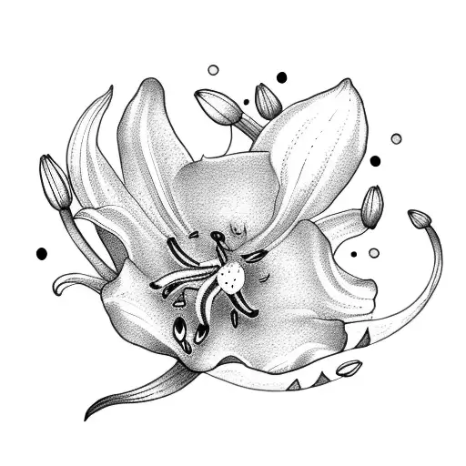 Paw Print With Pink Lily Of The Valley Flowers