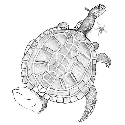 A Wise Turtle Carrying A Dragon On Its Back