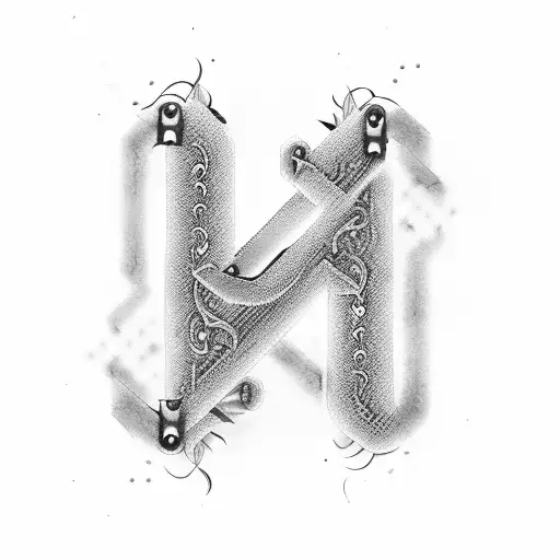 A Letter K Formed By Guns And A Sword