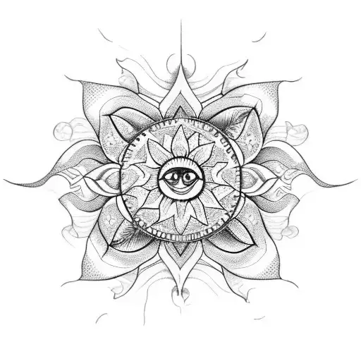 A Sun With Intricate Butterfly Patterns Inside