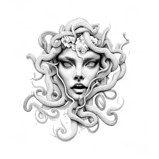 Medusa Com Flores No Lugar Das Cobras