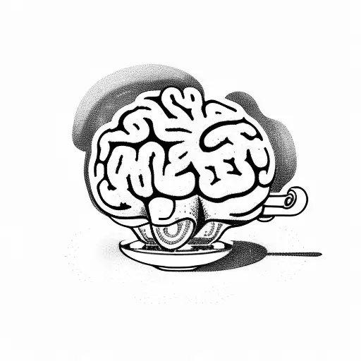 A Sketch Of A Brain Pouring Coffee Into A Cup