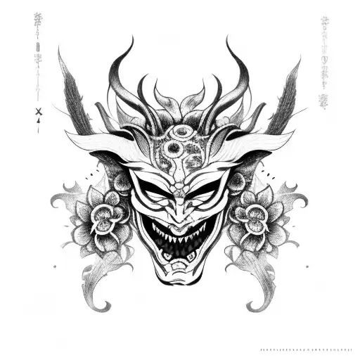 Demon Mask With Flowers