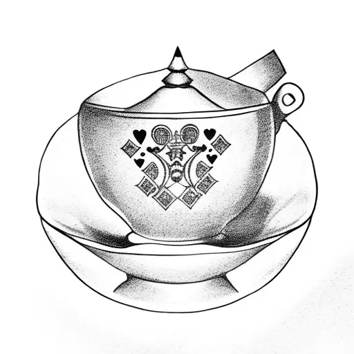 Teacup With Playing Card Symbols