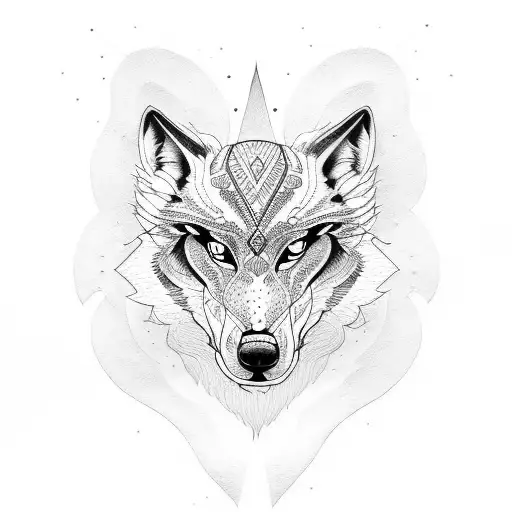 Shamanic Wolf Head