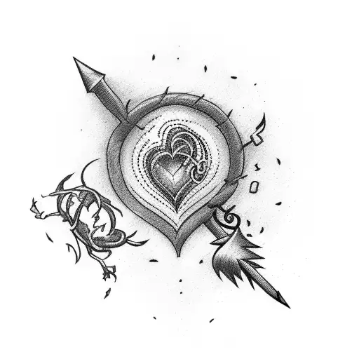 Heart On Fire With Arrows And 2 Names
