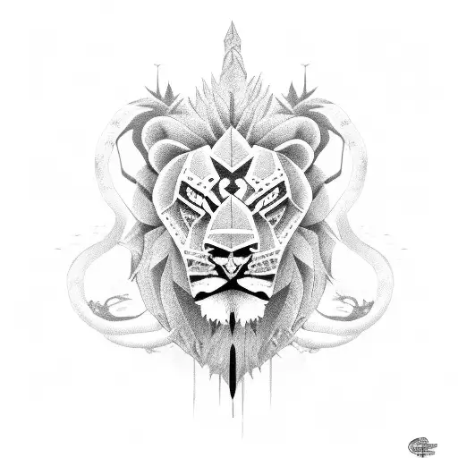 Snake With Lion Face To Face