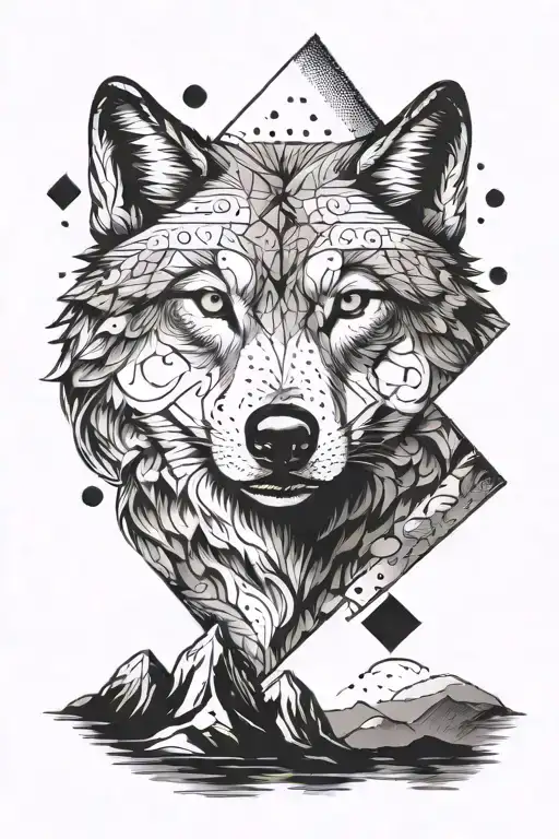 Wolf With Letter A Hiding Behind A Mountain