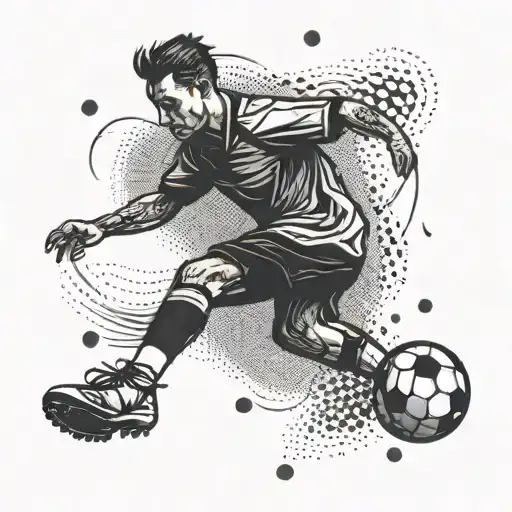 A Soccer Player Kicking A Ball With A Trail Of Number 8S Behind Them