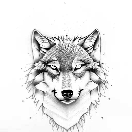 Realistic Wolf With Moon