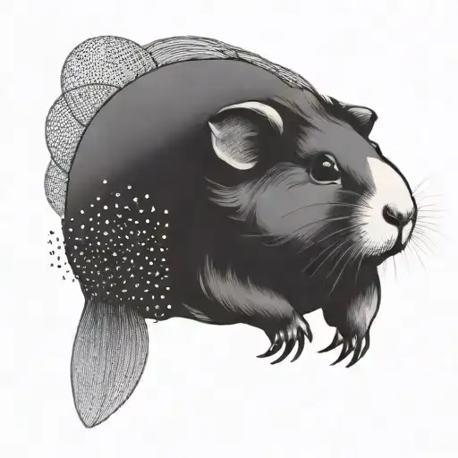 Whymsical Guinea Pig Flying In The Sky