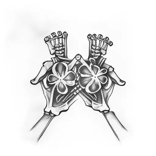 Skeleton Hand Holding A Clover