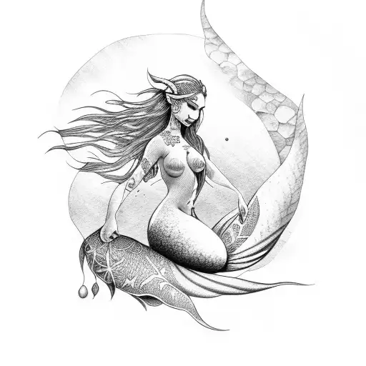 Tattoo Of A Topless Mermaid