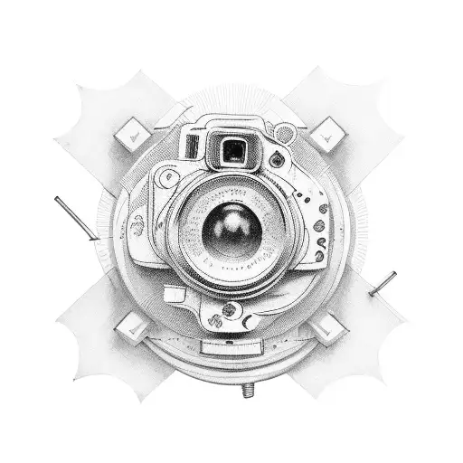 A Vintage Camera With Mechanical Parts Merging Into Floral Elements