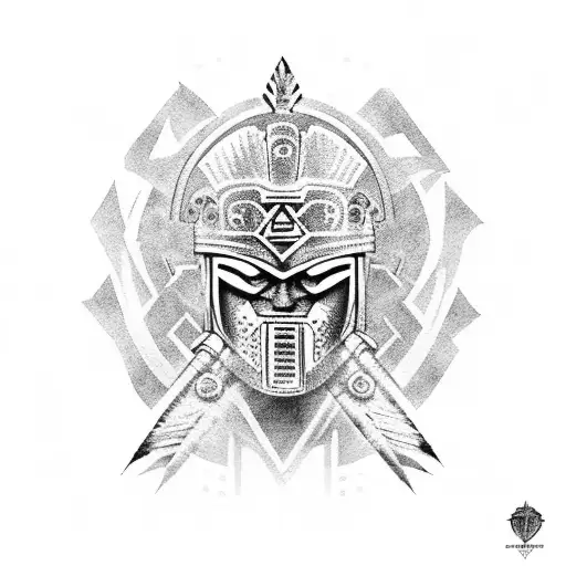 Aztec Warrior With Mask