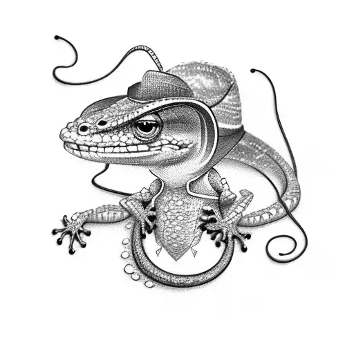 Gecko With Cowboy Hat And Lasso